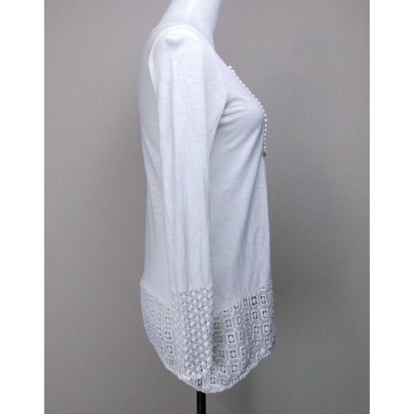 Sundance Tunic Womens PXS White 100% Cotton Crochet Hem & Sleeves Boho Cottage - Picture 5 of 15